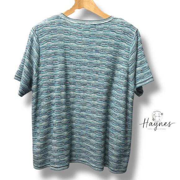 26. ALFRED DUNNER |  Textured Knit Short Sleeve Top - Size XL Y2K Vintage - Picture 2 of 6